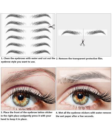 4D Waterproof Eyebrow Stickers - 6 Sheets, 66 Pairs Black, Arch Style for Women and Girls - Buy Online on GoSupps.com