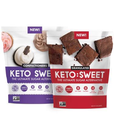 KETO:SWEET, Ultimate Sugar Alternative 100 Natural Erythritol Granulated Confectioner Baking Combo Pack, 12 Ounce (Pack of 2)