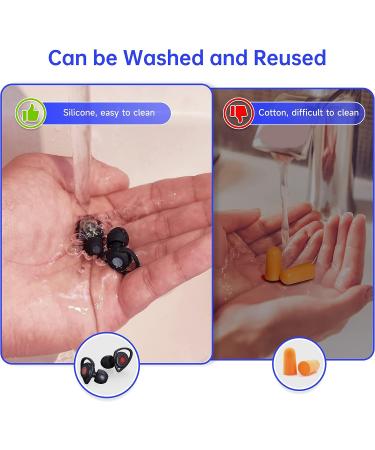 Reusable Silicone Earplugs for Noise Reduction - 25-33db Noise Canceling Earplugs for Sleeping, Working, Studying - Black - Buy Online on GoSupps.com