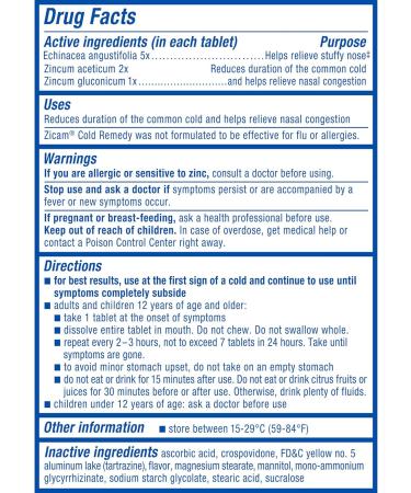 Zicam Cold Remedy Zinc Rapidmelts Lemon-Lime with Echinacea 25 Count - Fast Relief for Colds | Pack of 1 - Buy Online on GoSupps.com