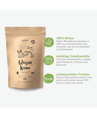  Senger's Senger's 0.5 kg of fresh raw vegan wheat germ rich in natural proteins from Austria Superfood (0.5 kg) - Buy Online on GoSupps.com