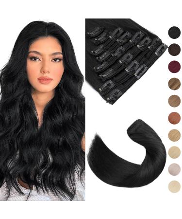 Silk-Co Clip in Extensions 18 clips 8 Tressen black real hair hair extensions clip in extensions real hair remy real hair hair extension 110g 01# jet black