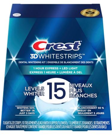 Crest 3D Whitestrips 10 Day Smile Makeover At-Home Teeth Whitening Kit 10 Treatments + 1 LED Light 15 Levels Whiter Tooth Whitener - Buy Online on GoSupps.com
