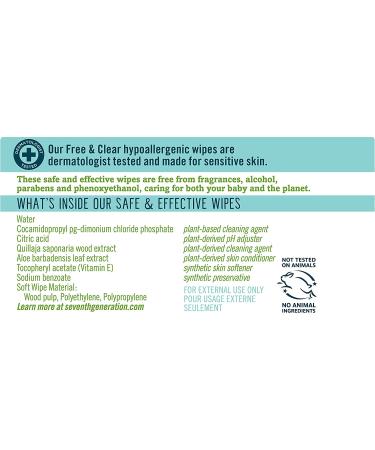 Seventh Generation Free & Clear Baby Wipes - 504 Count | Eco-Friendly & Safe for Sensitive Skin - Buy Online on GoSupps.com