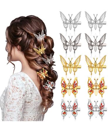 10 Pcs 90s Moving Butterfly Hair Clips Hollow Moving Wing Hair Pins 3D Butterfly Hair Clips Elegant Butterfly Barrettes Accessories for Women Girls Teens Wedding