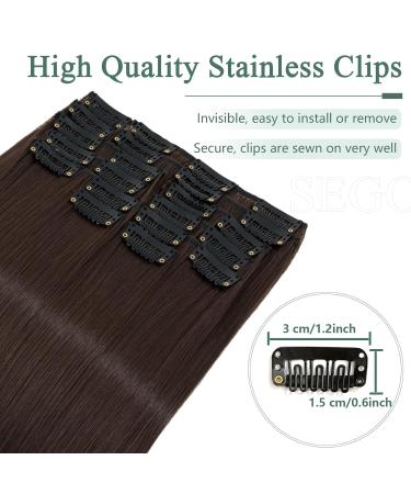 SEGO 12 PCs Clip-In Hair Extensions | Real Hair 180g 55cm Medium Brown - Smooth & Affordable Full Head Solution - Buy Online on GoSupps.com