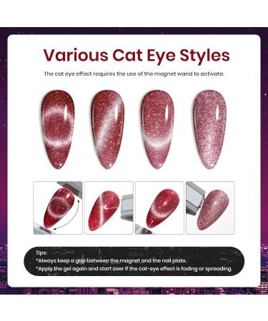 Beetles Gel Nail Polish Kit - 6 Colors Holographic Cat Eyes Red Navy Blue Purple Glitter Black Set with Magnet, LED Lamp - DIY Manicure Kits for Women - Buy Online on GoSupps.com