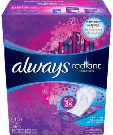 Always Radiant Pantiliners Regular Unscented 96 Liners - Pack of 2 (192 Count) - Buy Online on GoSupps.com
