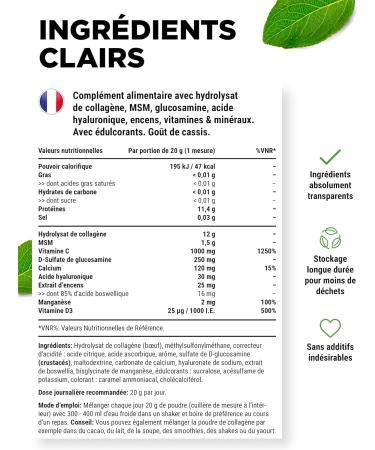  Vit4ever Collagen Plus - 500g powder with MSM glucosamine HCL hyaluronic acid incense extract - 100% hydrolyzed bioactive collagen peptides - collagen type 1 2 & 3 - blackcurrant taste - Buy Online on GoSupps.com