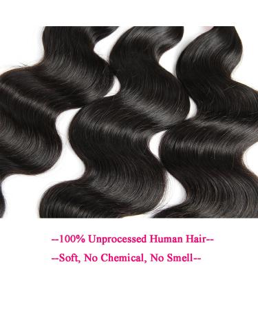 Body Wave Brazilian Human Hair Bundles with Closure - 10/12/14+10 Inch Virgin Hair Weave Extension Bundle with 4x4 Lace Closure - 12A Unprocessed Weft - Natural Color - Buy Online on GoSupps.com
