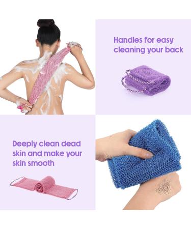 African Exfoliating Net Sponge Set for Daily Use - 4 Pieces (Purple, Black, Blue, Pink) - Buy Online on GoSupps.com
