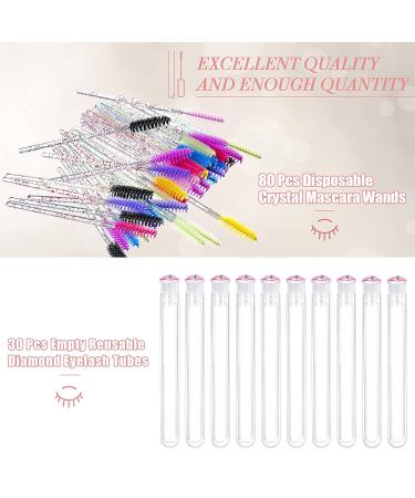 110-Piece Disposable Mascara Wands Set with Reusable Diamond Eyelash Brush Tube - Crystal Lash Eyebrow Applicators for Women/Girls Makeup (Pink Eye Pattern) - Buy Online on GoSupps.com