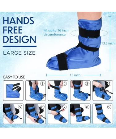 Large Foot Ankle Ice Pack Wrap for Achilles Tendonitis & Plantar Fasciitis Relief - Hot Cold Therapy Gel Pack with Plush Lining and Strap - Mother's Day Gift - Buy Online on GoSupps.com