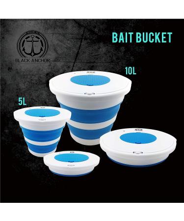 Black Anchor Collapsible Bait Bucket 10L | Lightweight with Aerator Slot and Tubing Hole - Buy Online on GoSupps.com