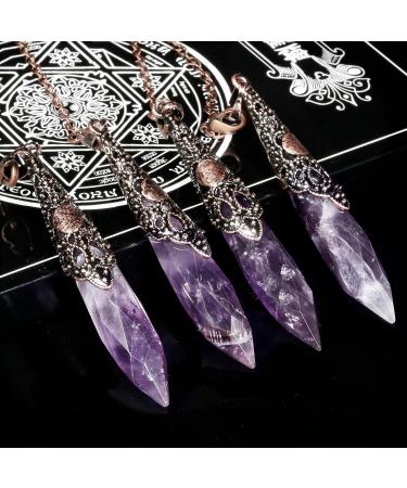 Kyeygwo Amethyst Reiki Healing Stone Pendulum Necklace | Vintage Chain Crystal Pendant for Men & Women | Gemstone Quartz for Divination & Meditation - Buy Online on GoSupps.com