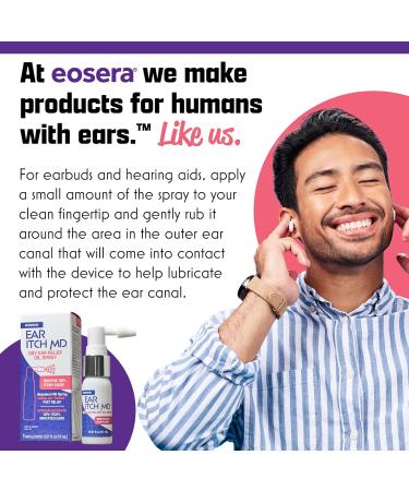 eosera Ear Itch MD Fast-Acting Ear Drop Spray Soothing Formula that Naturally Moisturizes the Ear Canal while Calming Dry Skin Works for Allergies Eczema Dermatitis Psoriasis & Hearing Aids 17 mL - Buy Online on GoSupps.com