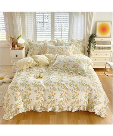 Ruffle Bedding Set 1 Bed Duvet Cover 2 Pillow Cases No Sheets Super Soft Touch Floral Style Soft (1 150x200cm) - Buy Online on GoSupps.com