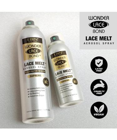 EBIN NEW YORK Wonder Lace Melt Aerosol Spray - Silk Protein + Biotin Infused (180ml./ 6.08oz) - Preserves Edges & Undetectable Lace | Long lasting hold | No Residue 6.08 Fl Oz (Pack of 1) Silk Protein + Biotin - Buy Online on GoSupps.com