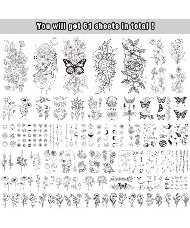 Celaza Temporary Tattoos for Women - 275 Styles of Long-Lasting Fake Tattoo Stickers - Sexy Black Henna Tatuajes Temporales - 61 Sheets - Buy Online on GoSupps.com