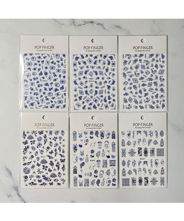 Blue Flower Nail Art Stickers | Chinese Style Porcelain Design | Self-Adhesive Decals for Women | Retro DIY Nail Decor - Buy Online on GoSupps.com