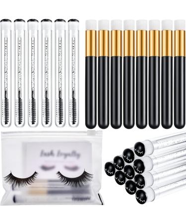 12 Pieces Eyelash Aftercare Bags 12 Lash Shampoo Brushes 12 Mascara Wands with Tubes 25 Lash Aftercare Cards 25 Refill Filler Lash Punch Cards Eyelash Makeup Accessories  86 Pieces of Total (Black)