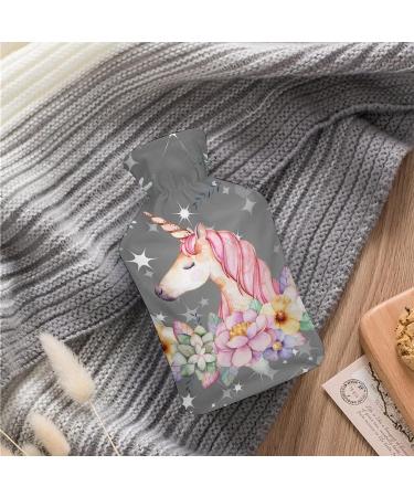 Unicorn Floral Hot Water Bottle with Plush Cover - Cozy Hand Warmer for Adults & Kids | 26.5x15.3cm International Shipping Available - Buy Online on GoSupps.com