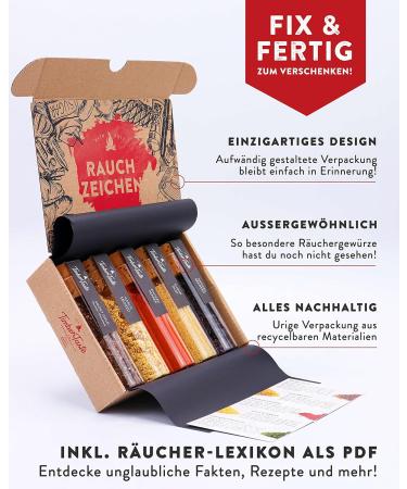 Smoke Aroma Spice Gift Set | 5 Noble Smoky Spices & Recipes | Perfect Vegan Birthday Gift for Grill Lovers - Buy Online on GoSupps.com