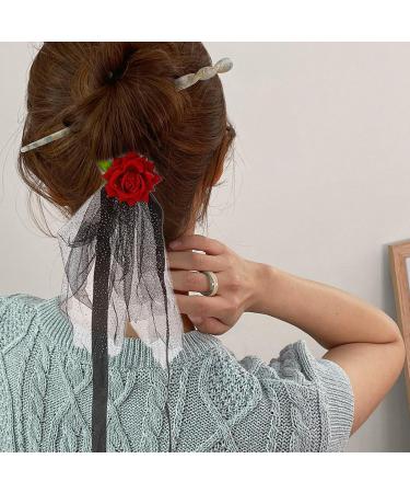 Skull Claw Hairpins | Punk Headdress With Rose Flower - Skull Claw Rose Hairpins Halloween Skull Hair Barrettes For Props Costume Decoration Straps - Buy Online on GoSupps.com