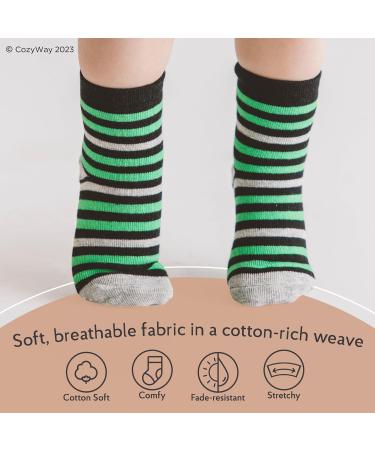 CozyWay Non-Slip Toddler Socks with Grippers, 1-3 Years, 6 Pairs - Black White Gray - Buy Online on GoSupps.com