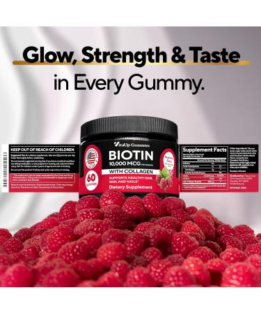 Biotin Gummies 10000mcg for Women and Men - Extra Strength Hair Skin and Nails Gummies with Collagen - Natural Biotin Gummy Supplement for Hair Skin Nails Support - 60 ct 60 Count (Pack of 1) - Buy Online on GoSupps.com