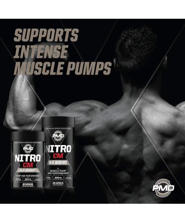 PMD Sports Nitro CM Nitric Oxide with Agmatine Pre Workout Supplement - Muscle Growth and Muscle Pump with L Arginine - Endurance Boost for Hardcore Training and Bodybuilding Preworkout (180 Capsules) 180 Count (Pack of 1) - Buy Online on GoSupps.com
