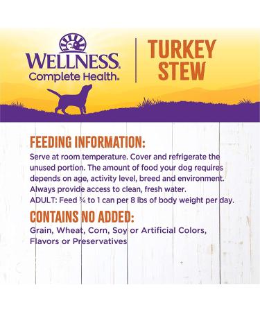 Wellness Turkey Stew Canned Dog Food, 12.5 oz (Pack of 12) - Natural & Thick Formula - Buy Online on GoSupps.com