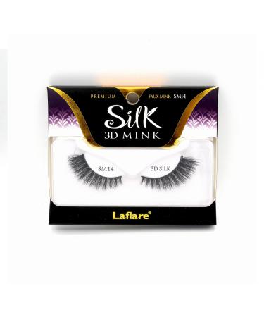 Laflare 3D SILK MINK Premium Faux Mink Eyelashes  Cat Eyes  Wispy  Fluffy  Soft as Mink  Multi-layered False Lashes  (SM14)