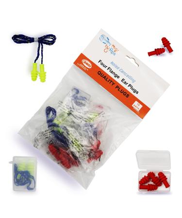 Quality Silicone Reusable Ear Plugs - 10 Pairs with 2 Plastic Cases 30dB Noise Cancelling Sound Blocking Soft Washable with Strings for Adults Kids Sleeping Swimming Shooting Work Loud Noise