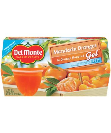 Del Monte Mandarin Oranges in Lite Orange Flavored Gel Plastic Fruit Cups, 4.4-Ounce Cups