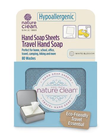 Nature Clean travel hand soap sheets for traveling - non-toxic, hypoallergenic, mini biodegradable paper soap sheets for travel, dissolvable portable soap for camping essentials refill - 80 units 80 Count (Pack of 1)
