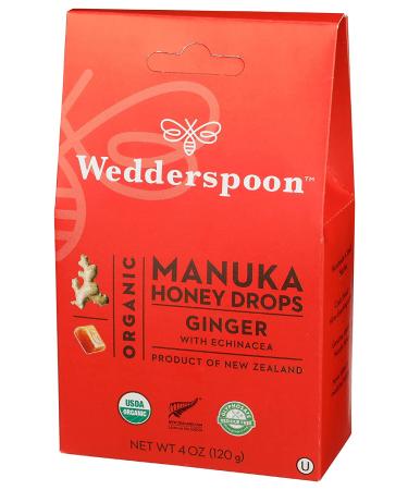 Wedderspoon Organic Manuka Honey Drops with Ginger & Echinacea - 4 oz | Natural Wellness - Buy Online on GoSupps.com