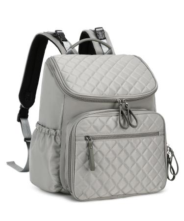 LORADI Large Capacity Diaper Bag Backpack with Storller Clips Water Resistant Travel Backpack with Anti-Theft Pocket Gray