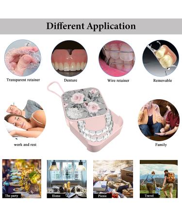 Hennaja Orthodontic Retainer Case - Denture, Mouth Guard, Aligner & Pill Case for Household, Office, Travel (1 Pack, Grey Rose) - Buy Online on GoSupps.com