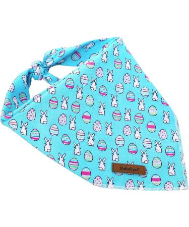 Pet Easter Gift Dog Bandana - Washable Rabbit Egg Design Scarf for Dogs | Adjustable Bib for Small, Medium, Large Dogs (L Blue) - Buy Online on GoSupps.com
