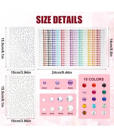 3 Sheets Face Pearls Stickers - Self-Adhesive Rhinestones & Gems for Festival Makeup | Colorful Mermaid Diamonds & Jewels for Kids - Nail Eye & Body Decorations - Buy Online on GoSupps.com