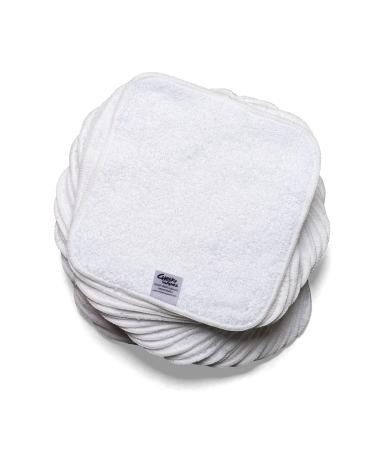 Cheeky Wipes - 25 Washable Cotton Terry Cloth Wipes 15x15cm White Reusable Towelling Wipes Extra Soft & Perfect For Nappy Changes | Eco Friendly