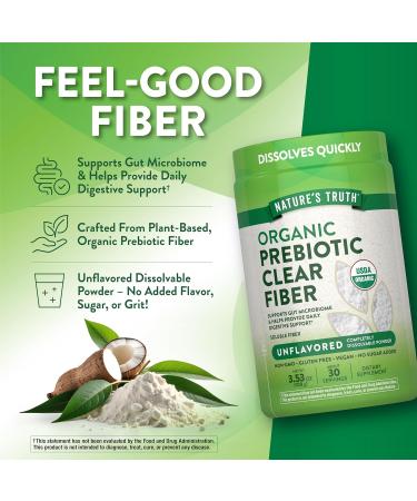 Nature's Truth Prebiotic Fiber Powder Supplement | 3.53 Oz | Unflavored Sugar Free and Organic | Vegan Non-GMO & Gluten Free - Buy Online on GoSupps.com
