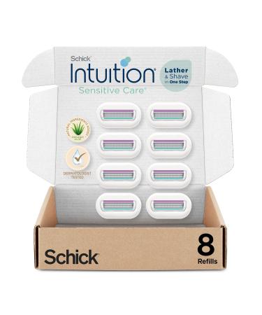 Schick Intuition Refill, Razors for Women Sensitive Skin | Intuition Razor Blades Refill with Organic Aloe, 8 Count Razor Refills Sensitive Skin Refills