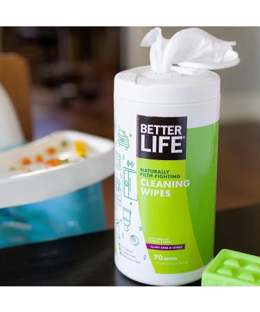 Better Life Natural All-purpose Cleaning Wipes - Clary Sage & Citrus - 70 Count (Pack of 2) - Buy Online on GoSupps.com