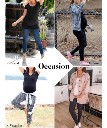 Love2Mi Maternity Shirt 3PCS Set - Short Sleeve Casual Tops in M Black, Olive Green, & Black White Stripes - Buy Online on GoSupps.com