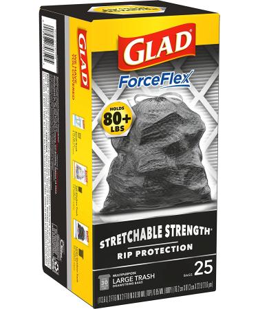 Glad ForceFlexPlus Black Large Drawstring Trash Bags 30 Gal - 25 Ct | 25 Count | Standard Packaging - Buy Online on GoSupps.com