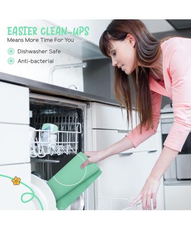 Montessori Toddler Silicone Dining Mat - Non-Slip & Easy-to-Clean Placemat for Kids - GREEN - Buy Online on GoSupps.com