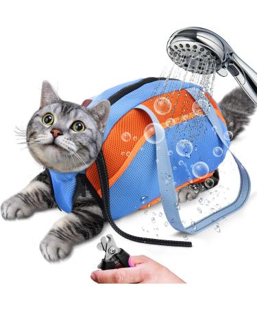 Cat swimming bag adjustable care bag for the cat shower anti-bite and scratch protection hard-wearing mesh cat shower pocket for small medium-sized cats cut nails