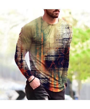 BEUU Soldier Long Sleeve T-shirt for Men | Fall 3D Print Oil Painting | Gym Workout Tee | Vintage Fashion - Green | Large - Buy Online on GoSupps.com